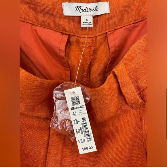 NWT Madewell The Harlow Wide-Leg Pant in 100% Linen Dark Copper Trouser Size 6 - Picture 6 of 12